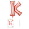 Balon din folie metalizata model Rose Gold, Balon aniversar, Litera K, 40 cm, Roz-0