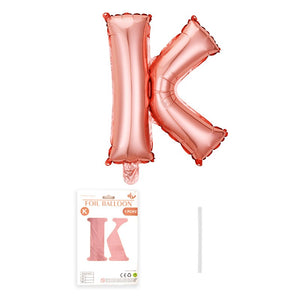 Balon din folie metalizata model Rose Gold, Balon aniversar, Litera K, 40 cm, Roz-0