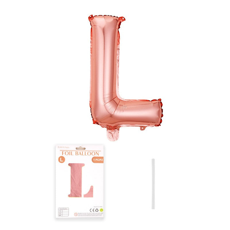 Balon din folie metalizata model Rose Gold, Balon aniversar, Litera L, 40 cm, Roz-0