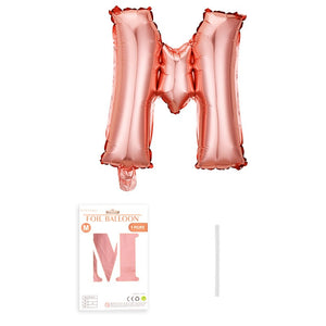Balon din folie metalizata model Rose Gold, Balon aniversar, Litera M, 40 cm, Roz-0