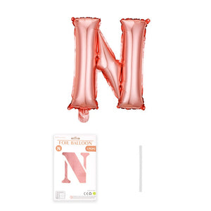 Balon din folie metalizata model Rose Gold, Balon aniversar, Litera N, 40 cm, Roz-0