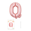 Balon din folie metalizata model Rose Gold, Balon aniversar, Litera Q, 40 cm, Roz-0