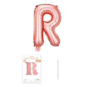 Balon din folie metalizata model Rose Gold, Balon aniversar, Litera R, 40 cm, Roz-0