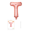 Balon din folie metalizata model Rose Gold, Balon aniversar, Litera T, 40 cm, Roz-0
