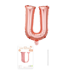 Balon din folie metalizata model Rose Gold, Balon aniversar, Litera U, 40 cm, Roz-0