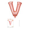 Balon din folie metalizata model Rose Gold, Balon aniversar, Litera V, 40 cm, Roz-0