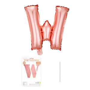 Balon din folie metalizata model Rose Gold, Balon aniversar, Litera W, 40 cm, Roz-0