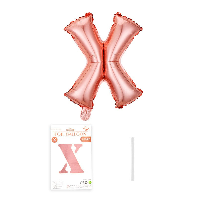 Balon din folie metalizata model Rose Gold, Balon aniversar, Litera X, 40 cm, Roz-0
