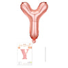 Balon din folie metalizata model Rose Gold, Balon aniversar, Litera Y, 40 cm, Roz-0
