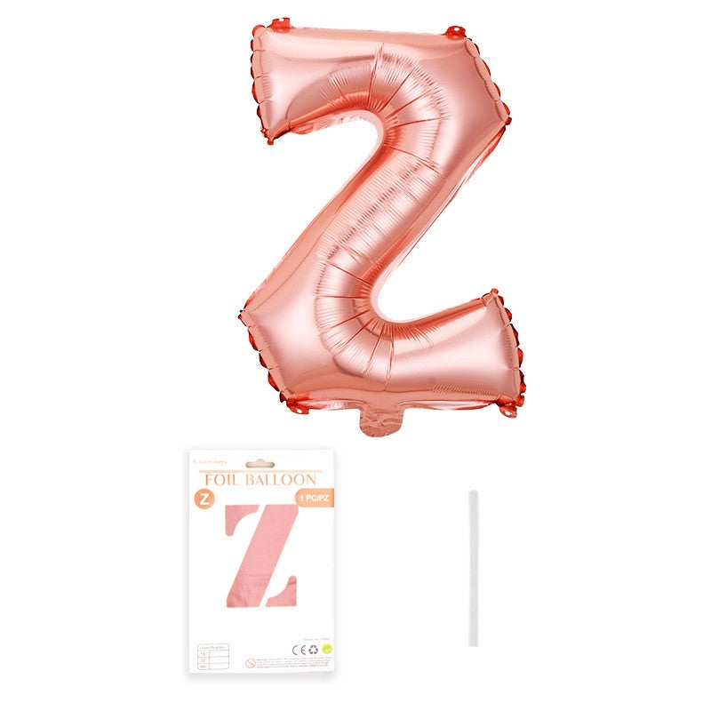 Balon din folie metalizata model Rose Gold, Balon aniversar, Litera Z, 40 cm, Roz-0