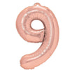 Balon din Folie Metalizata Flippy, Figurina Cifra, Tema Aniversare 100 cm, Ambalaj Individual, Pai inclus, Umflare cu Aer sau Heliu, Coral, Rose Gold, Cifra 9-0