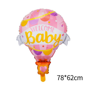 Balon din folie metalizata Welcome Baby, Model fetiță, 80x62cm, Roz-0