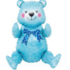Balon din Folie Metalizata, Flippy, Figurina Ursulet Asezat, Model Animalut, 44x82.5 cm, Albastru-0