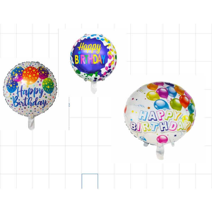 Balon din Folie Metalizata, Flippy, Mini Figurina Rotunda, Model Happy Birthday, 45 cm, Ambalaj Individual, Pai inclus, Multicolor-0