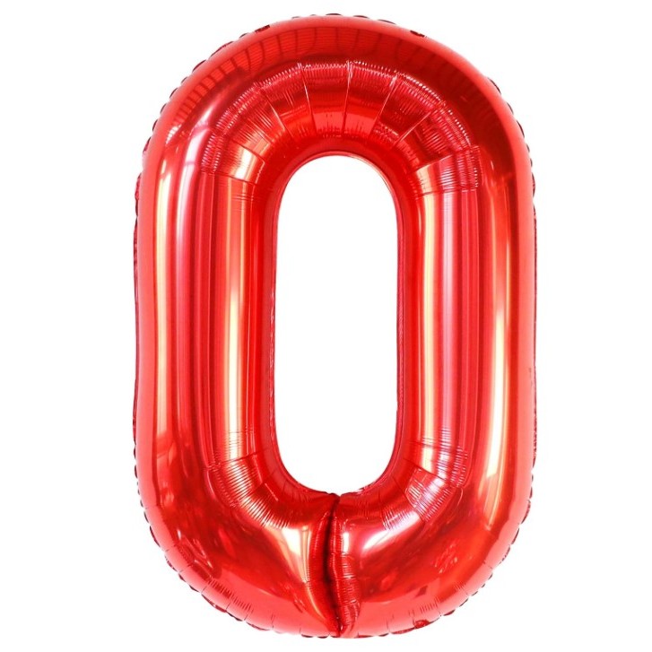 Balon Folie Metalizata Cifra 0, Flippy, 40 cm, Ambalaj Individual, Pai Inclus, Rosu-0