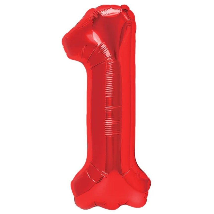 Balon Folie Metalizata Cifra 1, Flippy, 40 cm, Ambalaj Individual, Pai Inclus, Rosu-0