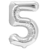 Balon Folie Metalizata Cifra 5, Flippy, 80 cm, Argintiu-0