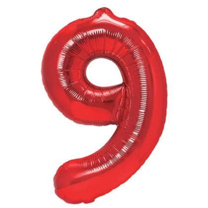 Balon Folie Metalizata Cifra 9, Flippy, 40 cm, Ambalaj Individual, Pai Inclus, Rosu-0