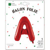 Balon Folie Metalizata Litera A, Flippy, 40 cm, Umflati cu Heliu sau Aer, Ambalaj Individual, Pai inclus, Ambalaj Individual, Pai inclus,  Rosu-0