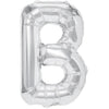 Balon Folie Metalizata Litera B, Flippy, 40 cm, Umflati cu Heliu sau Aer, Ambalaj Individual, Pai inclus, Argintiu-0