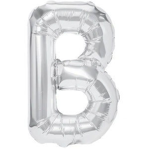 Balon Folie Metalizata Litera B, Flippy, 40 cm, Umflati cu Heliu sau Aer, Ambalaj Individual, Pai inclus, Argintiu-0