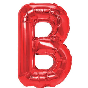 Balon Folie Metalizata Litera B, Flippy, 40 cm, Umflati cu Heliu sau Aer, Ambalaj Individual, Pai inclus, Rosu-0