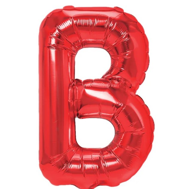 Balon Folie Metalizata Litera B, Flippy, 40 cm, Umflati cu Heliu sau Aer, Ambalaj Individual, Pai inclus, Rosu-0