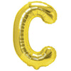Balon Folie Metalizata Litera C, Flippy, 40 cm, Umflati cu Heliu sau Aer, Ambalaj Individual, Pai inclus, Auriu-0