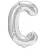 Balon Folie Metalizata Litera C, Flippy, 40 cm, Umflati cu Heliu sau Aer, Ambalaj Individual, Pai inclus, Argintiu-0