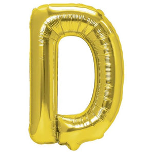 Balon Folie Metalizata Litera D, Flippy, 40 cm, Umflati cu Heliu sau Aer, Ambalaj Individual, Pai inclus, Auriu-0