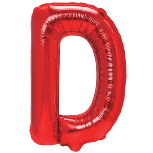 Balon Folie Metalizata Litera D, Flippy, 40 cm, Umflati cu Heliu sau Aer, Ambalaj Individual, Pai inclus, Rosu-0