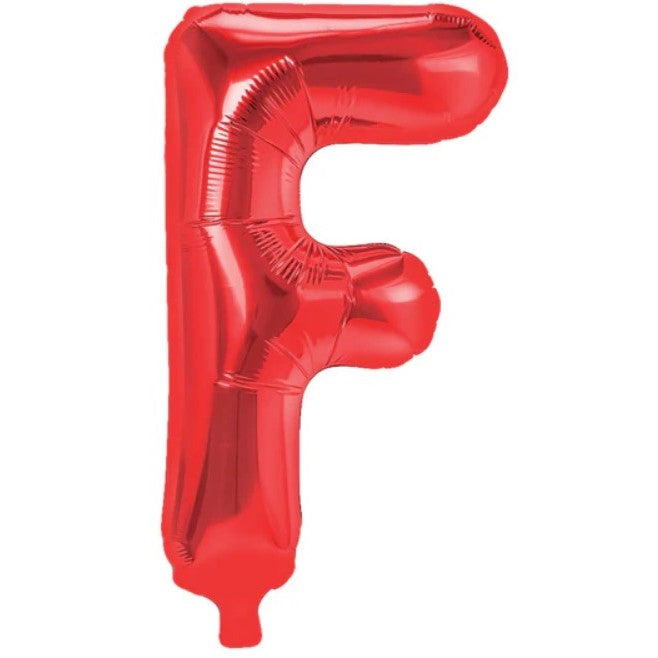 Balon Folie Metalizata Litera F, Flippy, 40 cm, Umflati cu Heliu sau Aer, Ambalaj Individual, Pai inclus, Rosu-0