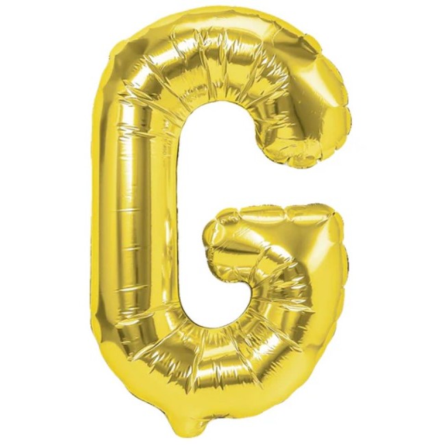 Balon Folie Metalizata Litera G, Flippy, 40 cm, Umflati cu Heliu sau Aer, Ambalaj Individual, Pai inclus, Auriu-0