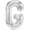 Balon Folie Metalizata Litera G, Flippy, 40 cm, Umflati cu Heliu sau Aer, Ambalaj Individual, Pai inclus, Argintiu-0