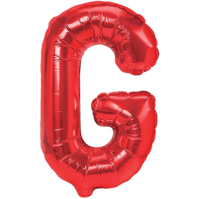 Balon Folie Metalizata Litera G, Flippy, 40 cm, Umflati cu Heliu sau Aer, Ambalaj Individual, Pai inclus, Rosu-0