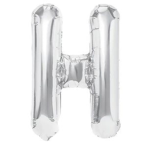 Balon Folie Metalizata Litera H, Flippy, 40 cm, Umflati cu Heliu sau Aer, Ambalaj Individual, Pai inclus, Argintiu-0
