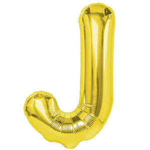 Balon Folie Metalizata Litera J, Flippy, 40 cm, Umflati cu Heliu sau Aer, Ambalaj Individual, Pai inclus, Auriu-0