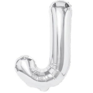 Balon Folie Metalizata Litera J, Flippy, 40 cm, Umflati cu Heliu sau Aer, Ambalaj Individual, Pai inclus, Argintiu-0