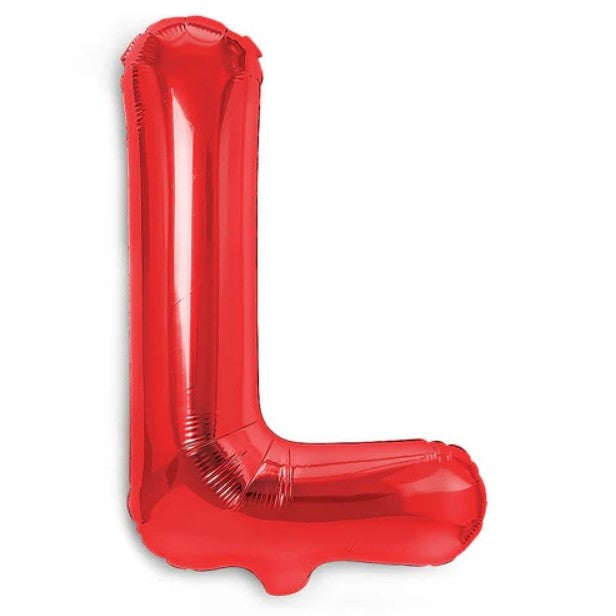 Balon Folie Metalizata Litera L, Flippy, 40 cm, Umflati cu Heliu sau Aer, Ambalaj Individual, Pai inclus, Rosu-0