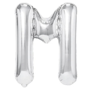 Balon Folie Metalizata Litera M, Flippy, 40 cm, Umflati cu Heliu sau Aer, Ambalaj Individual, Pai inclus, Argintiu-0