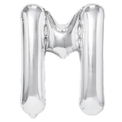 Balon Folie Metalizata Litera M, Flippy, 40 cm, Umflati cu Heliu sau Aer, Ambalaj Individual, Pai inclus, Argintiu-0
