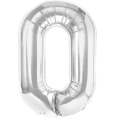 Balon Folie Metalizata Litera O, Flippy, 40 cm, Umflati cu Heliu sau Aer, Ambalaj Individual, Pai inclus, Argintiu-0