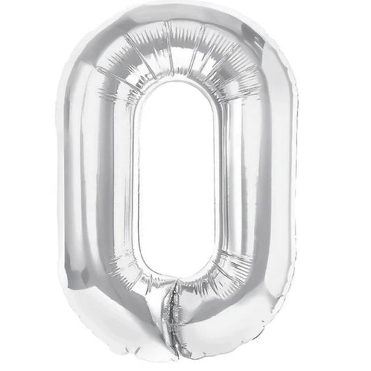Balon Folie Metalizata Litera O, Flippy, 40 cm, Umflati cu Heliu sau Aer, Ambalaj Individual, Pai inclus, Argintiu-0