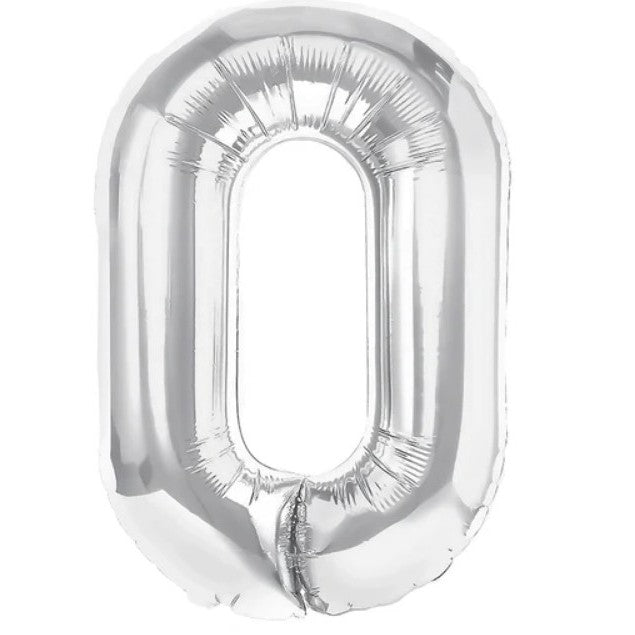 Balon Folie Metalizata Litera O, Flippy, 40 cm, Umflati cu Heliu sau Aer, Ambalaj Individual, Pai inclus, Argintiu-0