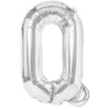 Balon Folie Metalizata Litera Q, Flippy, 40 cm, Umflati cu Heliu sau Aer, Ambalaj Individual, Pai inclus, Argintiu-0