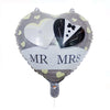 Balon din Folie Metalizata, Flippy, Figurina Inima, Model Mr&Mrs, Tema Nunta, 45 cm, Ambalaj Individual, Pai Inclus, Umflare cu Aer sau Heliu, Gri-0