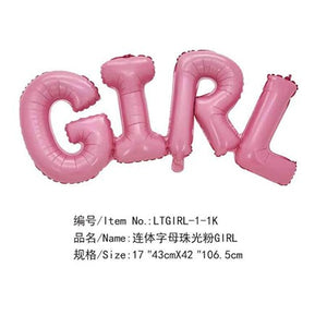 Balon scris Girl, pentru gender reveal, botez, mot, aniversari, 4 litere unite, roz-0
