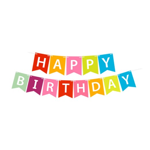 Banner Happy Birthday 100x200 cm, Flippy, Dimensiune Stegulet 11.5x16.5 cm, Rola de Ata Inclusa, Multicolor-0
