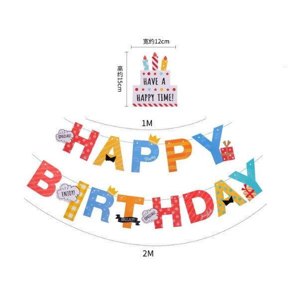Banner Happy Birthday 100x200 cm, Flippy, Dimensiune Stegulet 11.5x16.5 cm, Rola de Ata Inclusa, Tematica Aniversare, Multicolor-0