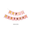 Banner Happy Birthday 100 x 200 cm, dimensiune stegulet 11.5 x 16.5 cm, rola ata inclusa, roz-0